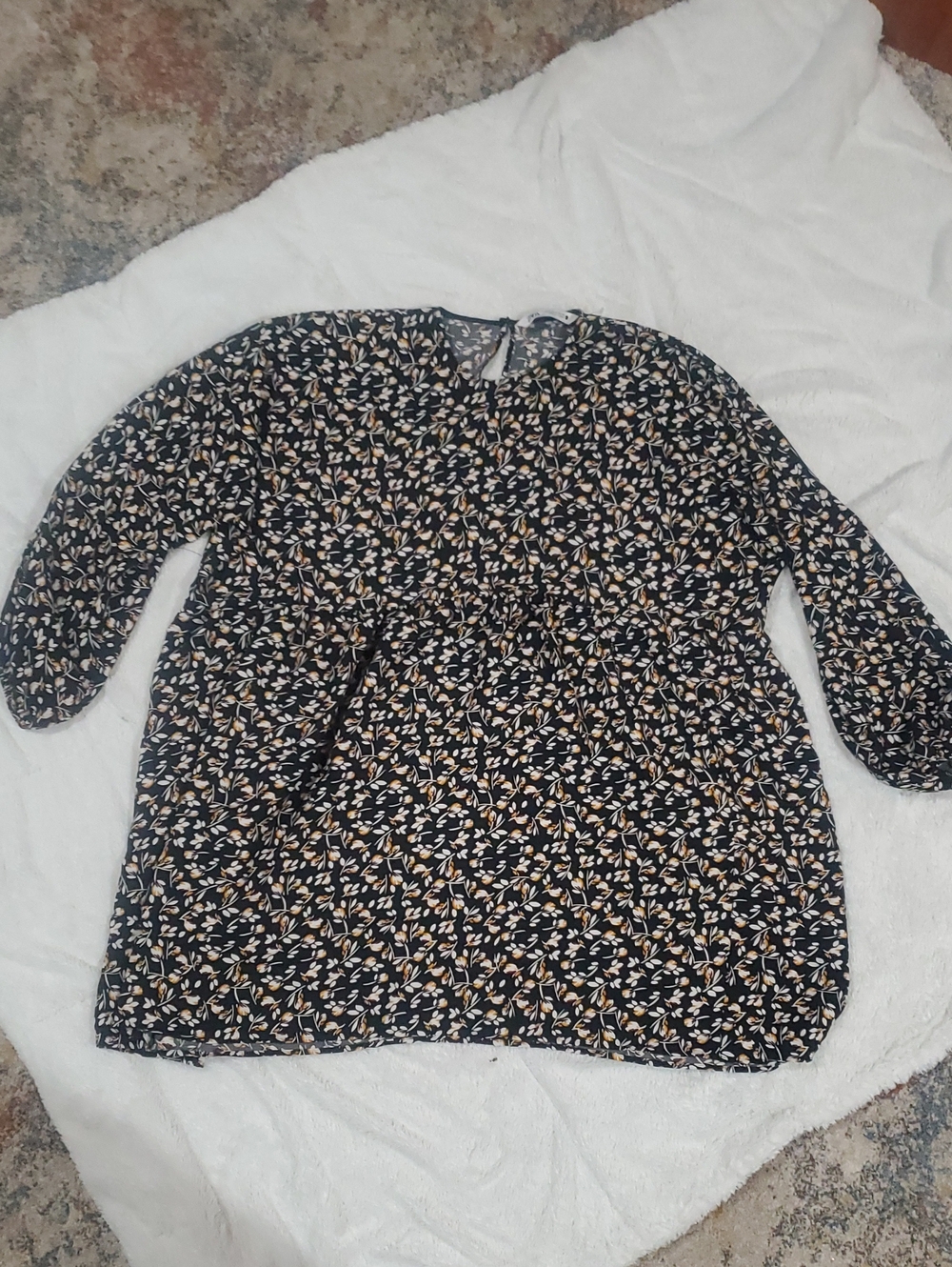 Zara Black Floral Long Sleeve Dress